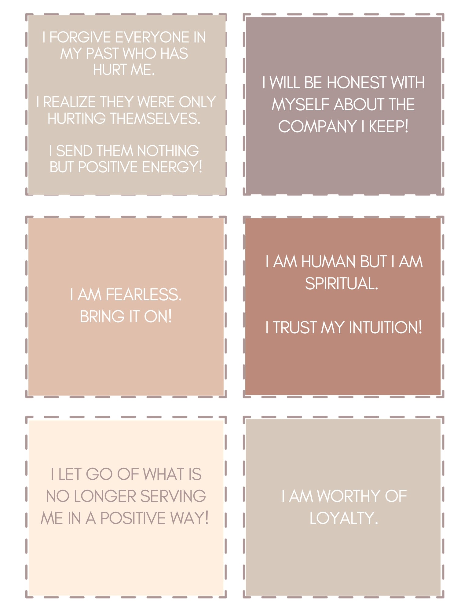 100 Neutral Coloured Daily Affirmation Cards - PDF Downloads by Joey Djia - imonlylittle