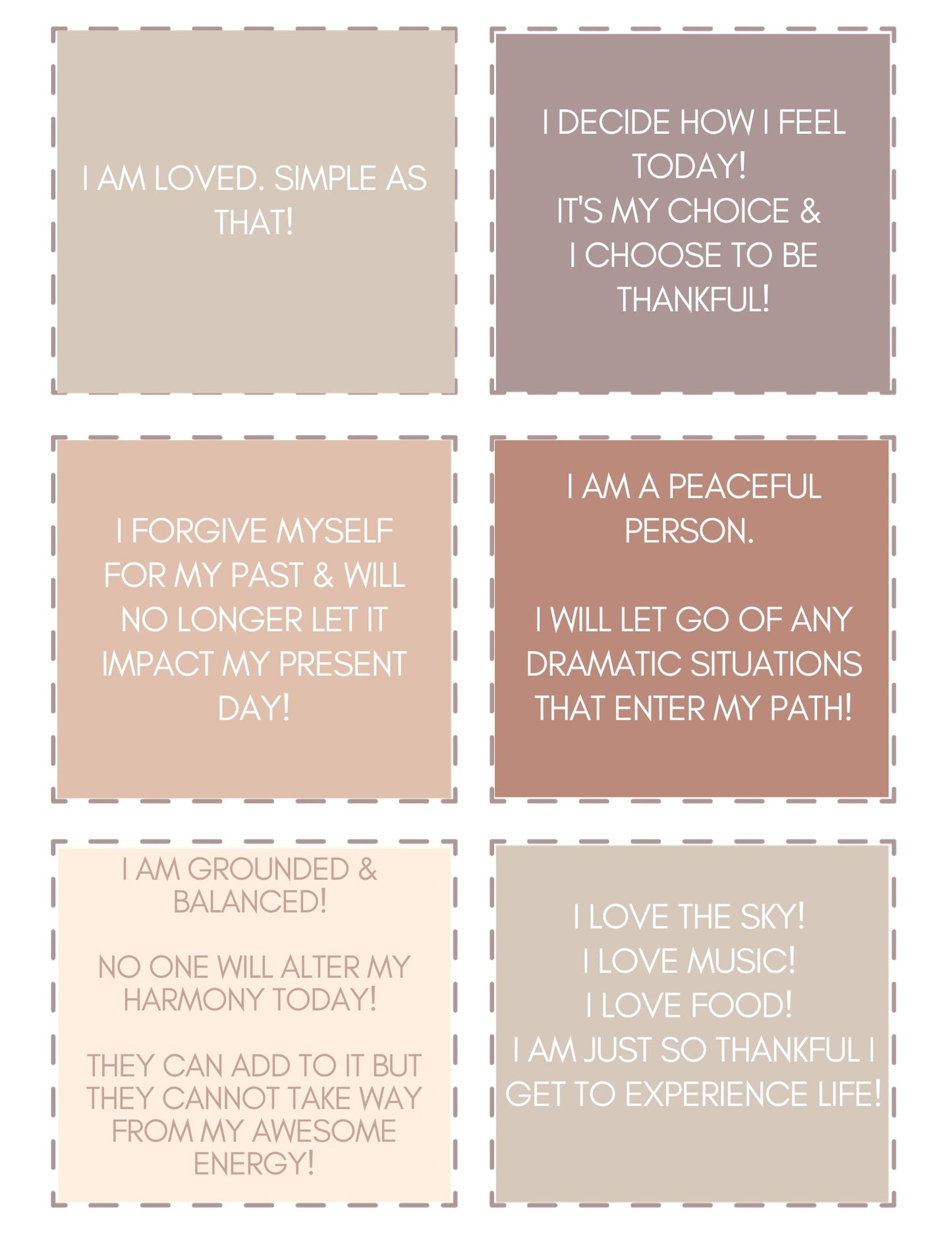 100 Neutral Coloured Daily Affirmation Cards - PDF Downloads by Joey Djia - imonlylittle