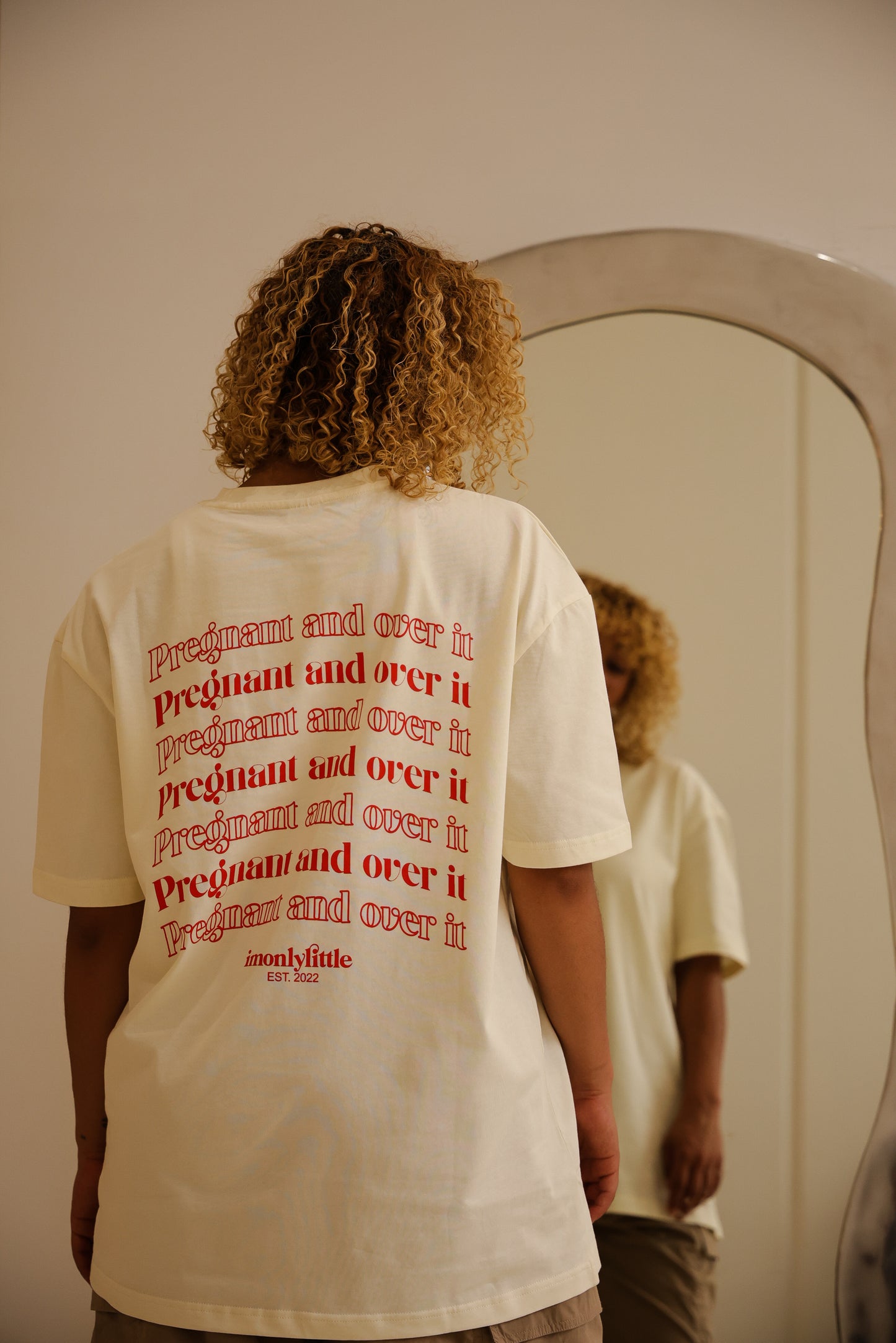 Pregnant and over it Tee (Ivory with Burnt Orange text)