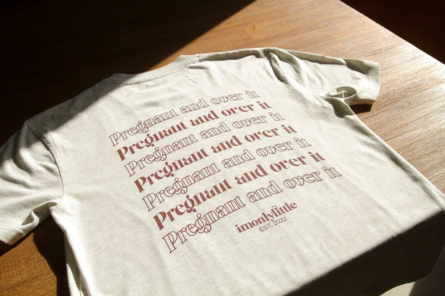 Pregnant and over it Tee (Grey with Cherry Text) - imonlylittle